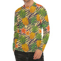 Vintage Zebra Pineapple Pattern Print Men's Long Sleeve Rash Guard