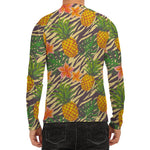 Vintage Zebra Pineapple Pattern Print Men's Long Sleeve Rash Guard