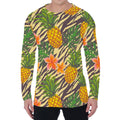 Vintage Zebra Pineapple Pattern Print Men's Long Sleeve T-Shirt