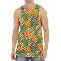 Vintage Zebra Pineapple Pattern Print Men's Muscle Tank Top