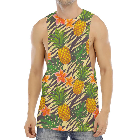 Vintage Zebra Pineapple Pattern Print Men's Muscle Tank Top