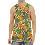 Vintage Zebra Pineapple Pattern Print Men's Muscle Tank Top