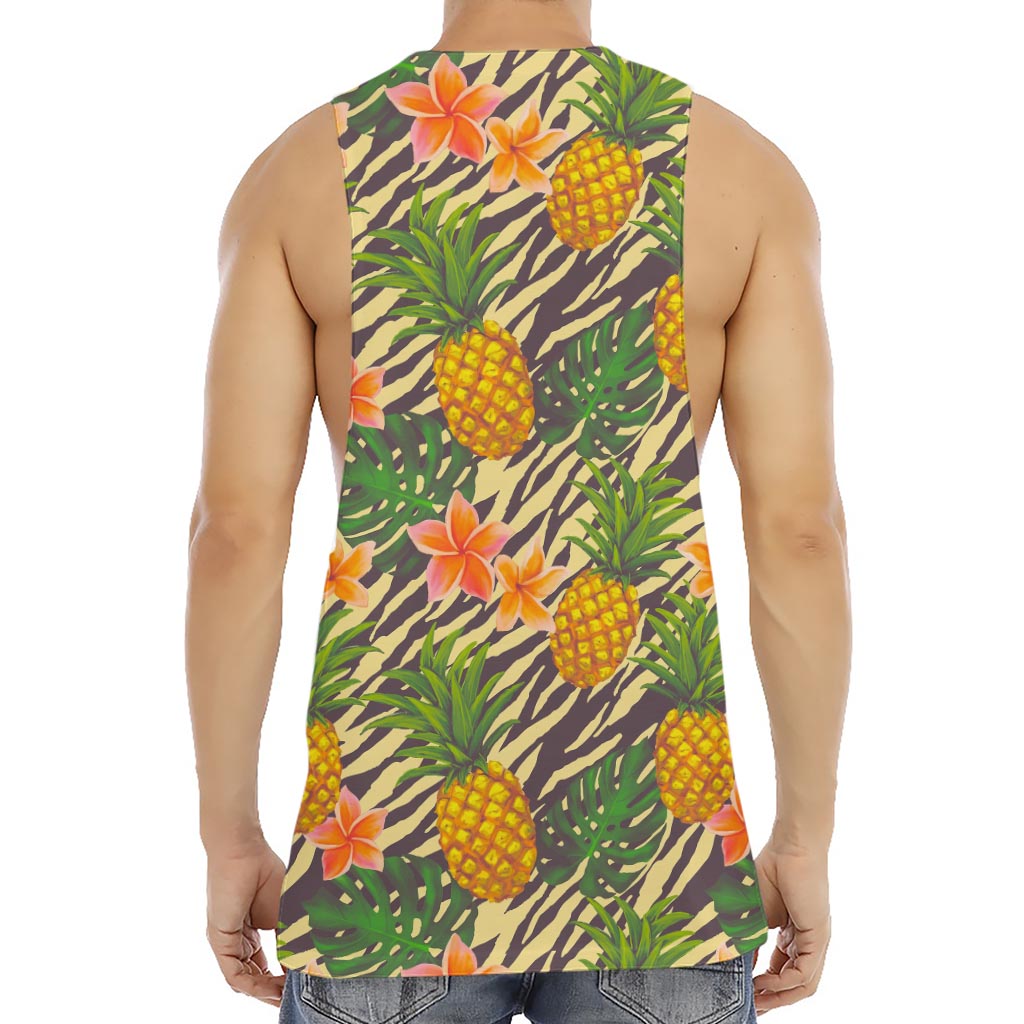 Vintage Zebra Pineapple Pattern Print Men's Muscle Tank Top