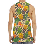 Vintage Zebra Pineapple Pattern Print Men's Muscle Tank Top