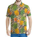 Vintage Zebra Pineapple Pattern Print Men's Polo Shirt