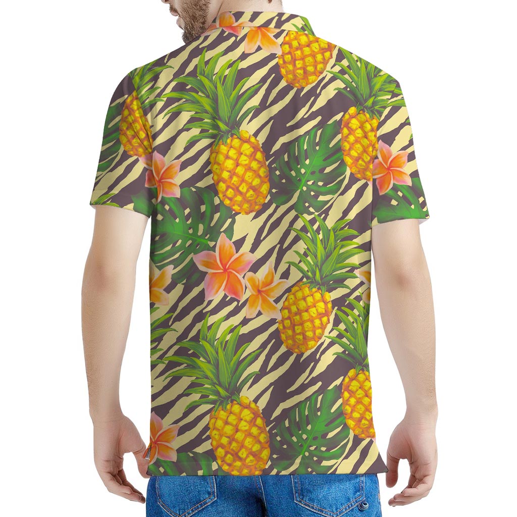 Vintage Zebra Pineapple Pattern Print Men's Polo Shirt
