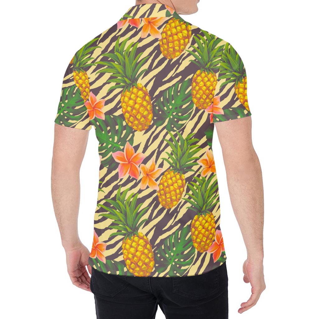 Vintage Zebra Pineapple Pattern Print Men's Shirt