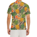 Vintage Zebra Pineapple Pattern Print Men's Short Sleeve Rash Guard