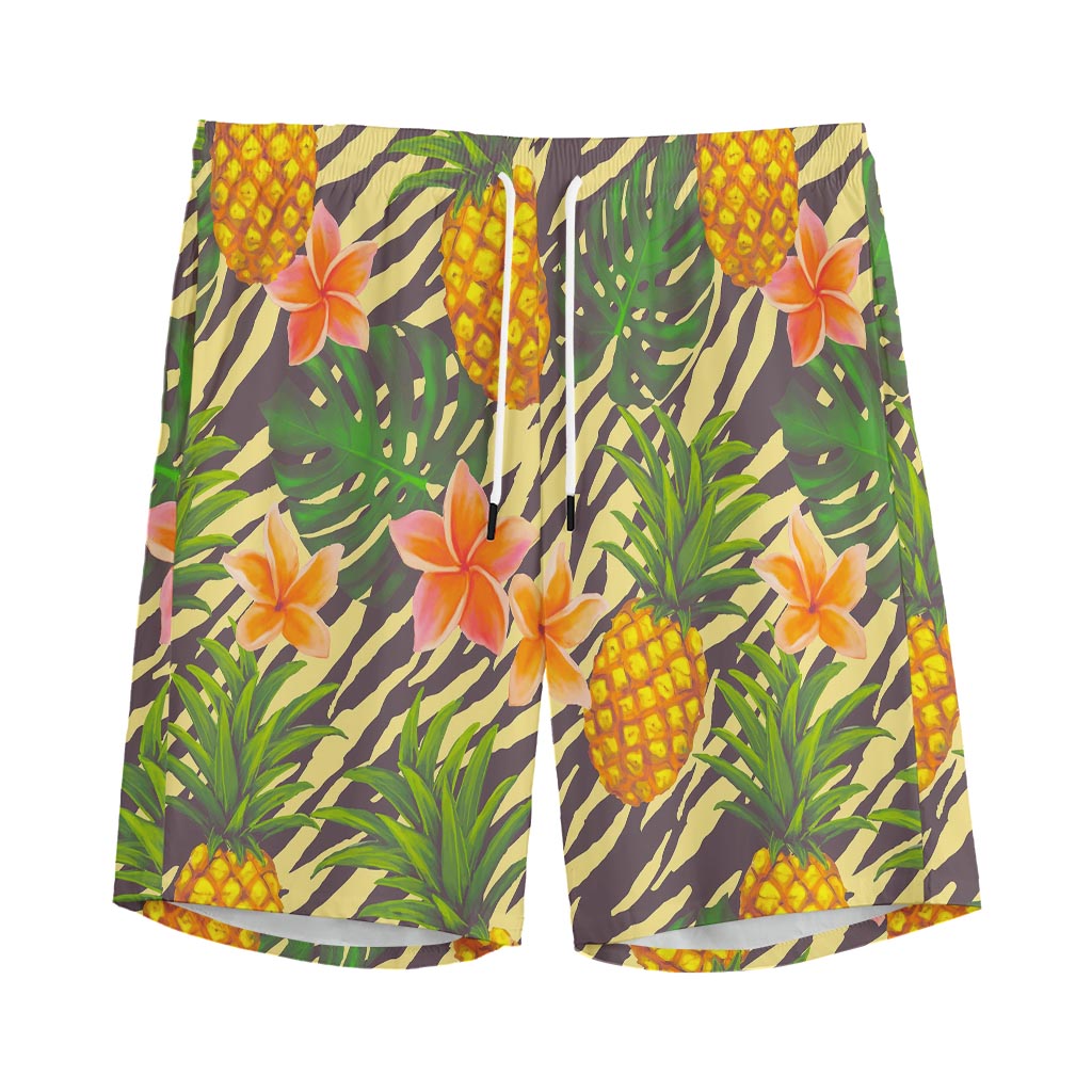 Vintage Zebra Pineapple Pattern Print Men's Sports Shorts