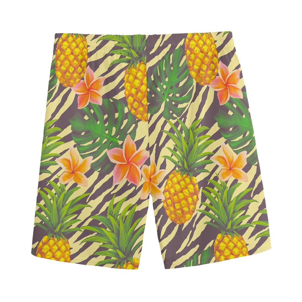 Vintage Zebra Pineapple Pattern Print Men's Sports Shorts