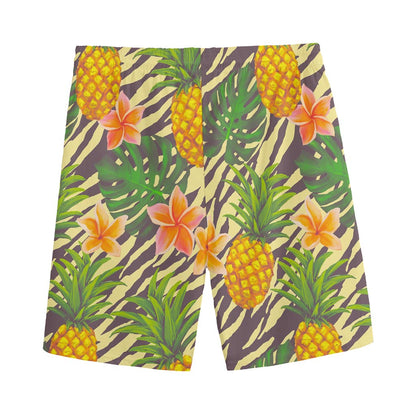 Vintage Zebra Pineapple Pattern Print Men's Sports Shorts