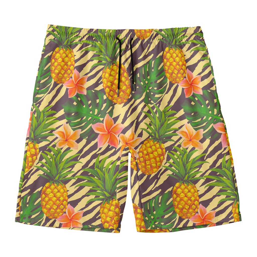 Vintage Zebra Pineapple Pattern Print Men's Swim Trunks