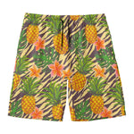 Vintage Zebra Pineapple Pattern Print Men's Swim Trunks