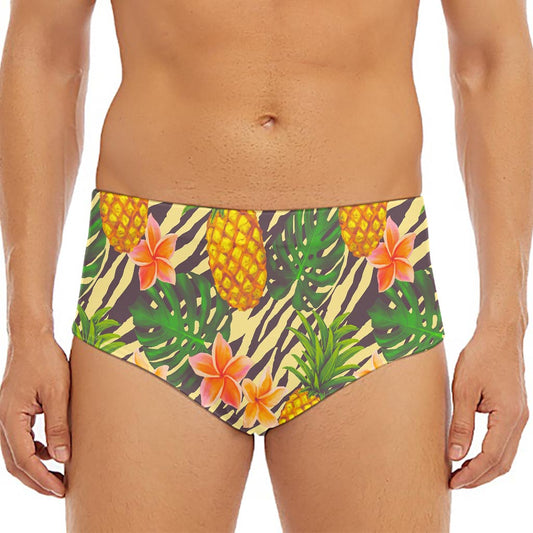 Vintage Zebra Pineapple Pattern Print Men's Triangle Swim Briefs