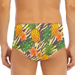 Vintage Zebra Pineapple Pattern Print Men's Triangle Swim Briefs