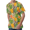 Vintage Zebra Pineapple Pattern Print Men's Velvet T-Shirt