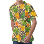 Vintage Zebra Pineapple Pattern Print Men's Velvet T-Shirt