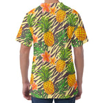 Vintage Zebra Pineapple Pattern Print Men's Velvet T-Shirt