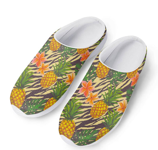 Vintage Zebra Pineapple Pattern Print Mesh Casual Shoes