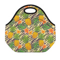 Vintage Zebra Pineapple Pattern Print Neoprene Lunch Bag