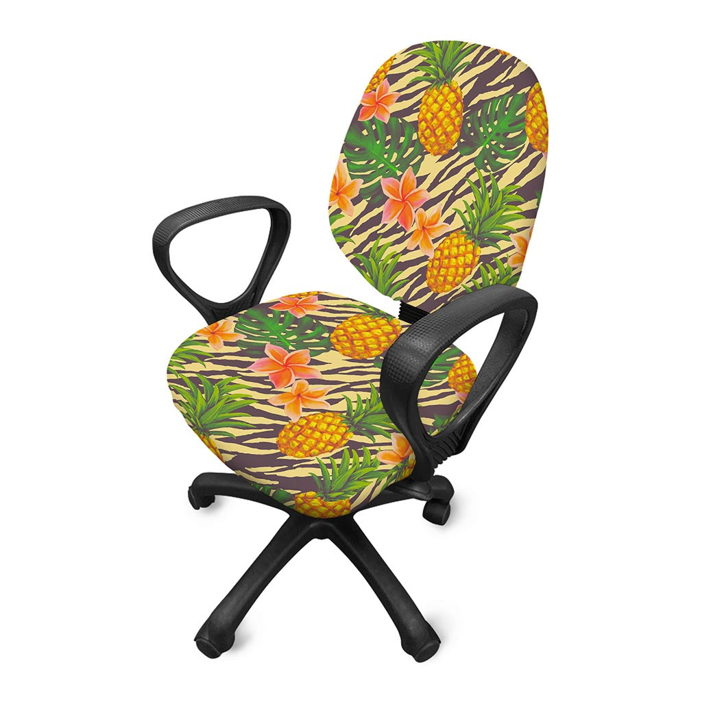 Vintage Zebra Pineapple Pattern Print Office Chair Cover