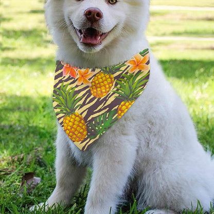 Vintage Zebra Pineapple Pattern Print Over The Collar Dog Bandana