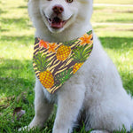 Vintage Zebra Pineapple Pattern Print Over The Collar Dog Bandana