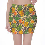 Vintage Zebra Pineapple Pattern Print Pencil Mini Skirt