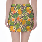 Vintage Zebra Pineapple Pattern Print Pencil Mini Skirt