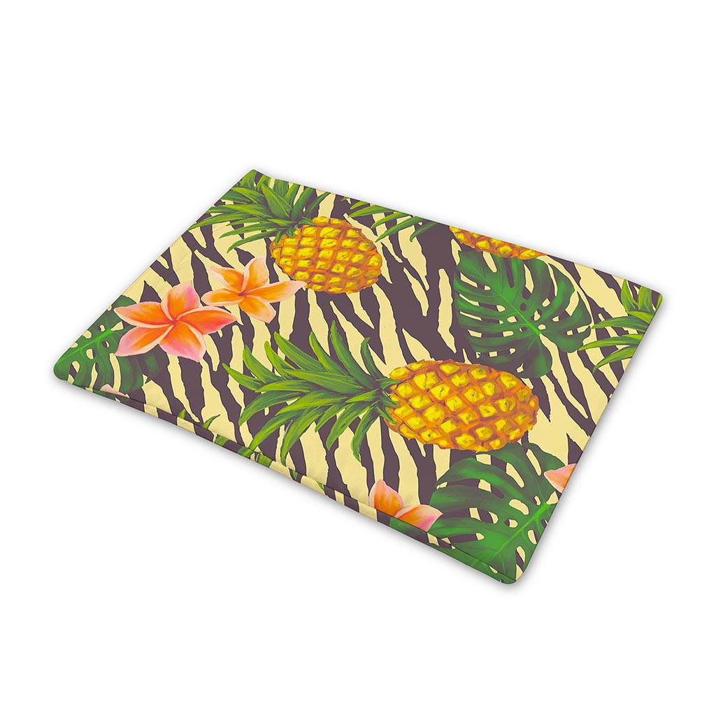 Vintage Zebra Pineapple Pattern Print Pet Cooling Mat Cover