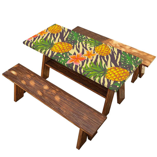 Vintage Zebra Pineapple Pattern Print Picnic Table Cover