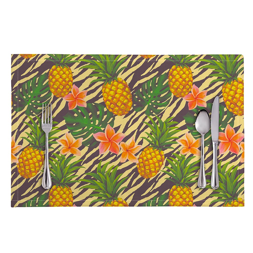 Vintage Zebra Pineapple Pattern Print Placemat