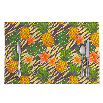 Vintage Zebra Pineapple Pattern Print Placemat