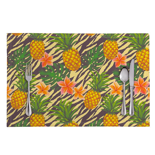 Vintage Zebra Pineapple Pattern Print Placemat