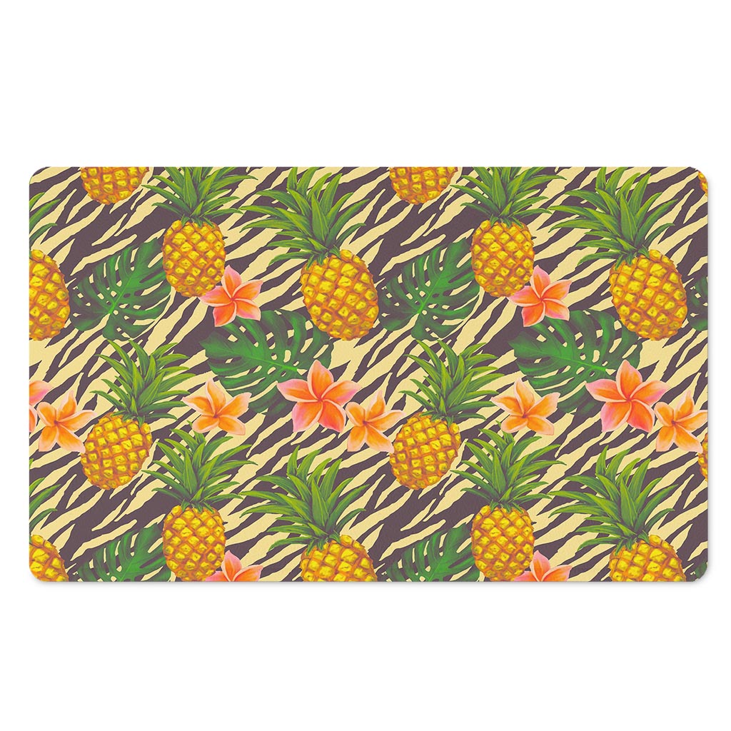 Vintage Zebra Pineapple Pattern Print Polyester Doormat