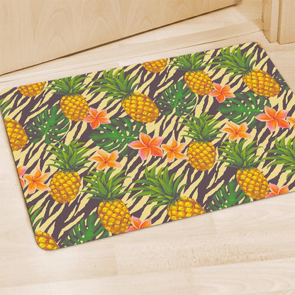 Vintage Zebra Pineapple Pattern Print Polyester Doormat