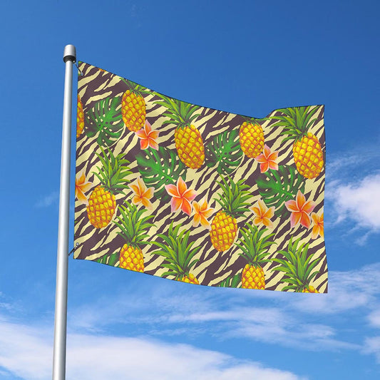 Vintage Zebra Pineapple Pattern Print Polyester Flag