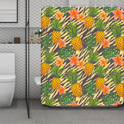 Vintage Zebra Pineapple Pattern Print Polyester Shower Curtain