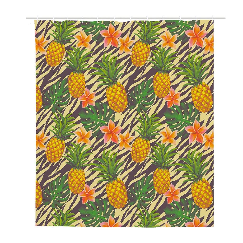 Vintage Zebra Pineapple Pattern Print Polyester Shower Curtain