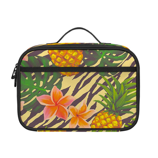 Vintage Zebra Pineapple Pattern Print Portable Lunch Bag