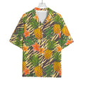Vintage Zebra Pineapple Pattern Print Rayon Hawaiian Shirt