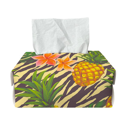 Vintage Zebra Pineapple Pattern Print Rectangle Tissue Box Cover