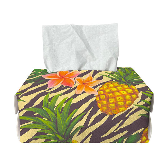Vintage Zebra Pineapple Pattern Print Rectangle Tissue Box Cover