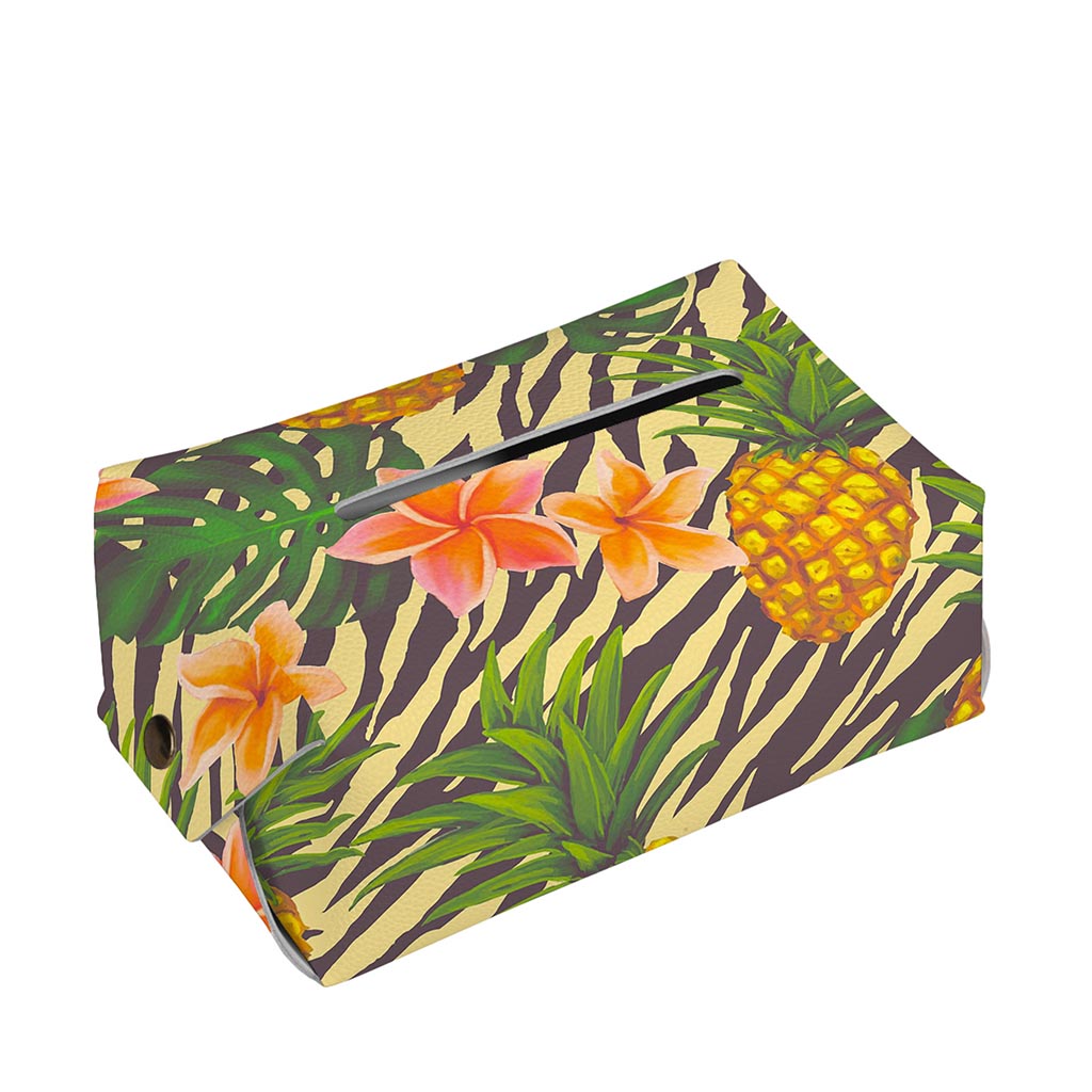 Vintage Zebra Pineapple Pattern Print Rectangle Tissue Box Cover