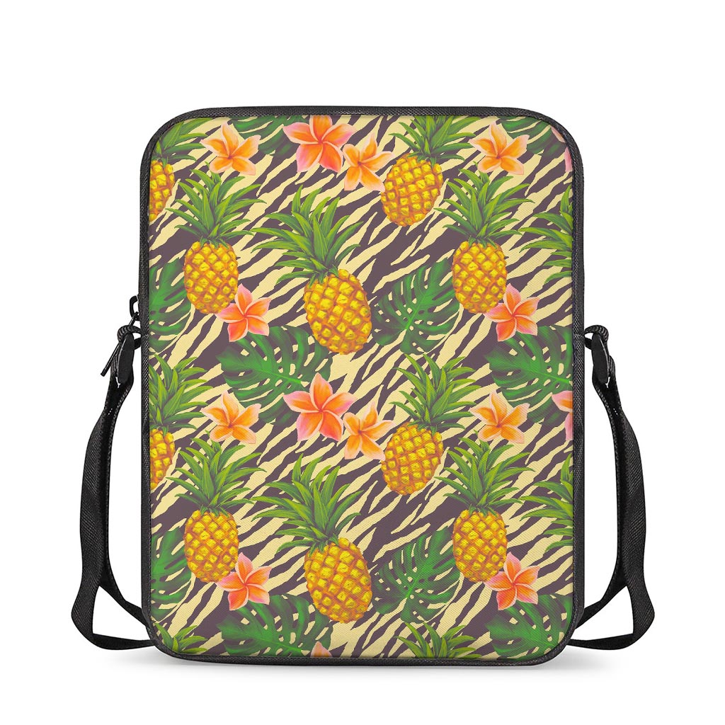 Vintage Zebra Pineapple Pattern Print Rectangular Crossbody Bag