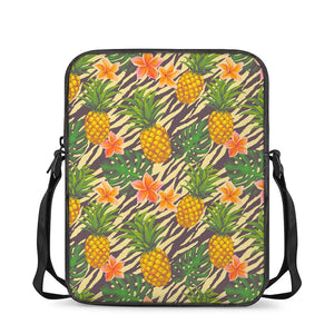 Vintage Zebra Pineapple Pattern Print Rectangular Crossbody Bag