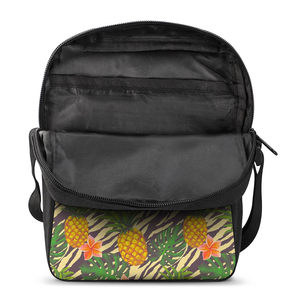 Vintage Zebra Pineapple Pattern Print Rectangular Crossbody Bag