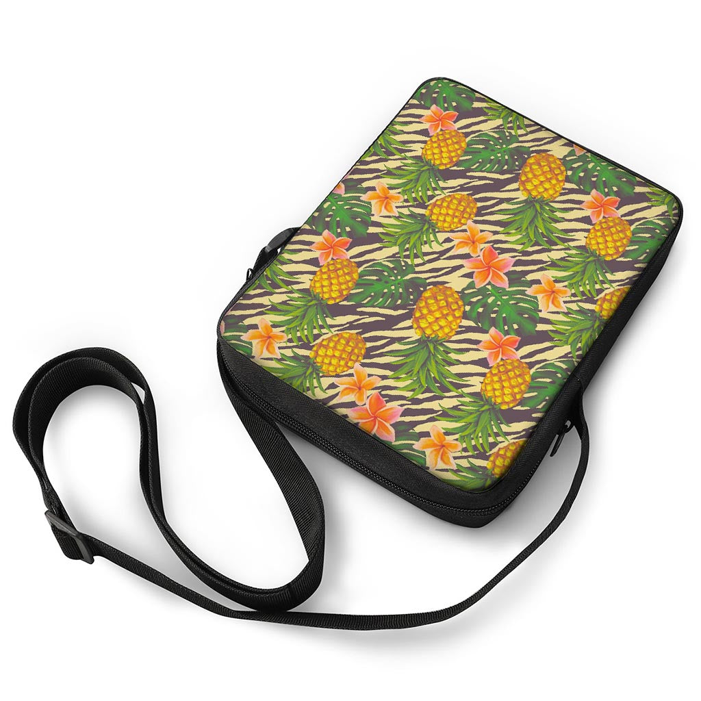 Vintage Zebra Pineapple Pattern Print Rectangular Crossbody Bag