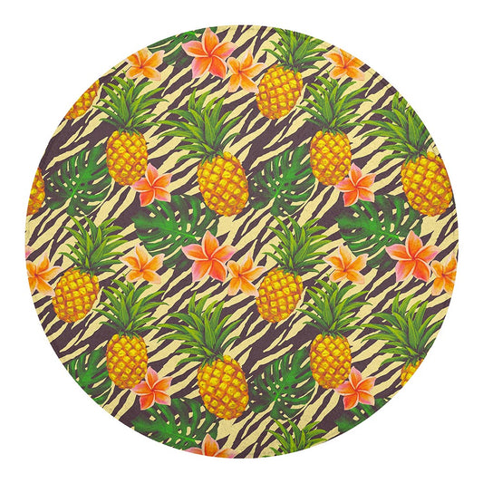 Vintage Zebra Pineapple Pattern Print Round Blanket