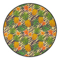 Vintage Zebra Pineapple Pattern Print Round Floor Mat